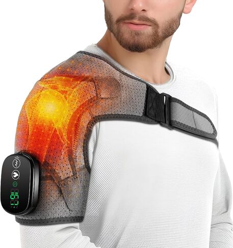 Cordless Shoulder Heating Pad with Massage, Heated Shoulder Wrap for Pain Relief, Heated Shoulder Brace Shoulder Massager for Frozen Shoulder Relief Rotator Cuff in Saudi Arabia