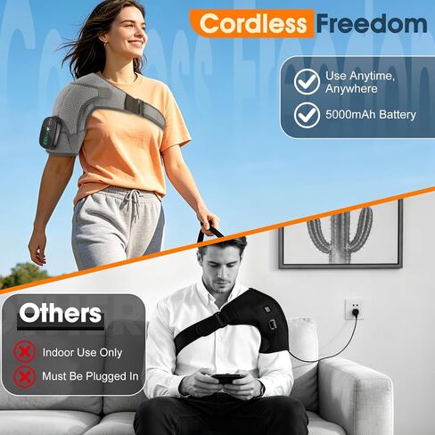 Cordless Shoulder Heating Pad with Massage, Heated Shoulder Wrap for Pain Relief, Heated Shoulder Brace Shoulder Massager for Frozen Shoulder Relief Rotator Cuff in Saudi Arabia