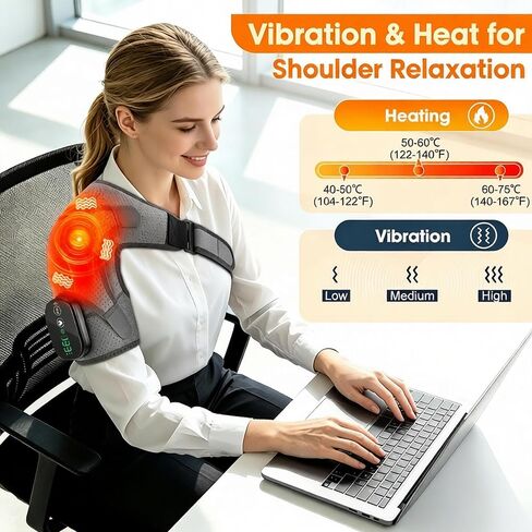 Cordless Shoulder Heating Pad with Massage, Heated Shoulder Wrap for Pain Relief, Heated Shoulder Brace Shoulder Massager for Frozen Shoulder Relief Rotator Cuff in Saudi Arabia