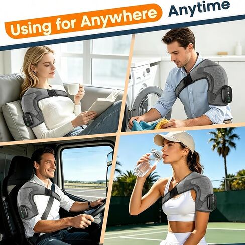 Cordless Shoulder Heating Pad with Massage, Heated Shoulder Wrap for Pain Relief, Heated Shoulder Brace Shoulder Massager for Frozen Shoulder Relief Rotator Cuff in Saudi Arabia