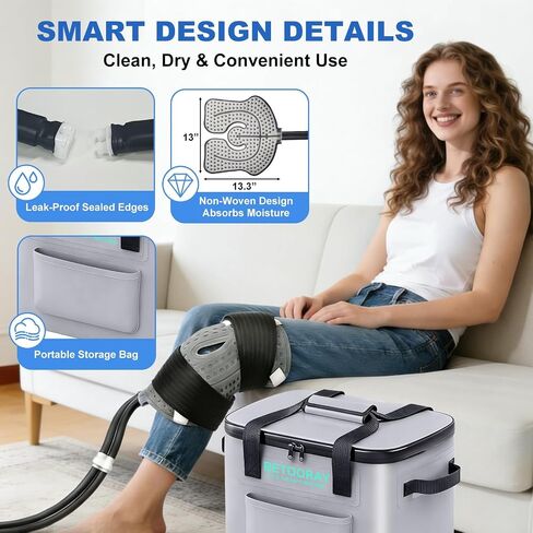 Ice Machine for Knee After Surgery, Portable Cold Therapy Machine, Knee Replacement Recovery System with Programmable Timer, 3 Speeds & 18 Hours Cooling, Pain Relief for Injuries Recovery in Saudi Arabia