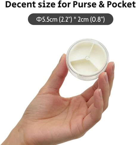 3 Compartments Mini Daily Pill Organizer, Small Clear Round Pill Box, Portable Tiny Travel Pill Case, Compact Pill Holder for Small Purse & Pocket in Saudi Arabia