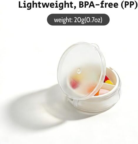 3 Compartments Mini Daily Pill Organizer, Small Clear Round Pill Box, Portable Tiny Travel Pill Case, Compact Pill Holder for Small Purse & Pocket in Saudi Arabia