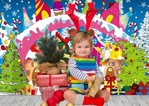 XCKALI Christmas Backdrop Welcome to Whoville Village Backdrop Winter Christmas Happy New Year Family Holiday Party Decoration Xmas Whoville Baby Shower Party Supplies 7x5FT in Kuwait