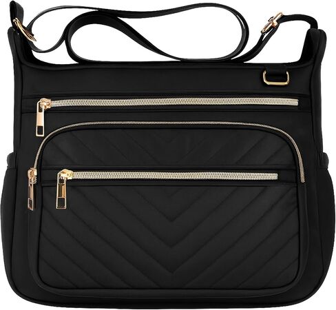 Women's Purses Crossbody Bag with RFID-Blocking Pocket, Lightweight Anti-Theft Travel Purse Quilted Shoulder Bag with Multiple Pockets & Key Holder, Ladies Tote for Daily Commuting, Work, Black in Saudi Arabia