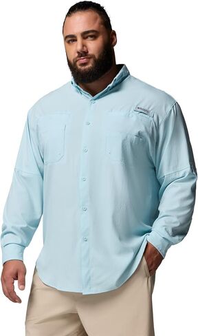 Columbia Men's PFG Tamiami Long Sleeve Fishing Shirt, Marine Light, 5X Tall in Kuwait