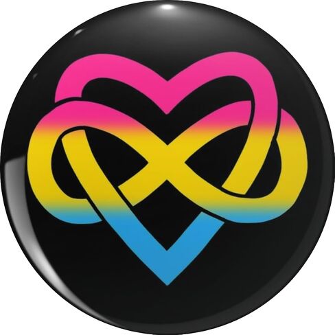 Pansexual Polyamory Infinity Heart (أسود) قبعة طية صدر السترة المعدنية دبوس Te Tack Pinback 0.75" in Kuwait