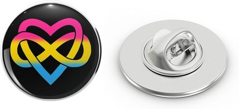 Pansexual Polyamory Infinity Heart (أسود) قبعة طية صدر السترة المعدنية دبوس Te Tack Pinback 0.75" in Kuwait