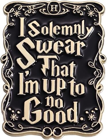Funny Magical Quote Enamel Pin - Wizard Inspired Pins Brooch for Backpacks, Jackets, Hats with "I solemnly swear that I’m up to no good". Sarcastic Book Brooches Gift for Friends in Saudi Arabia