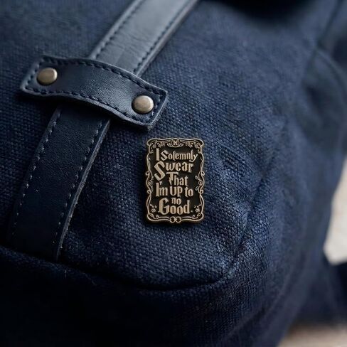 Funny Magical Quote Enamel Pin - Wizard Inspired Pins Brooch for Backpacks, Jackets, Hats with "I solemnly swear that I’m up to no good". Sarcastic Book Brooches Gift for Friends in Saudi Arabia