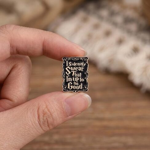 Funny Magical Quote Enamel Pin - Wizard Inspired Pins Brooch for Backpacks, Jackets, Hats with "I solemnly swear that I’m up to no good". Sarcastic Book Brooches Gift for Friends in Saudi Arabia