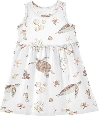 CaTaKu Girls' Dresses Toddler Summer Dress Sleeveless Spring Dresses for Girls Cotton Sundress 2-8Y in Saudi Arabia