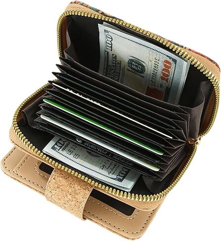 Cork Small Wallets for Women, Leather RFID Blocking Leather Purse for Ladies Bifold Zipper Wallet with Card Slots, ID Window (Model 3) in Saudi Arabia
