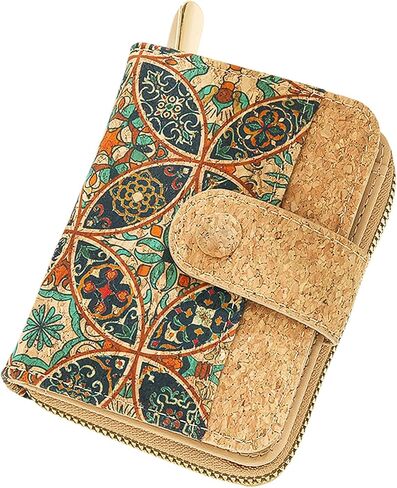 Cork Small Wallets for Women, Leather RFID Blocking Leather Purse for Ladies Bifold Zipper Wallet with Card Slots, ID Window (Model 3) in Saudi Arabia