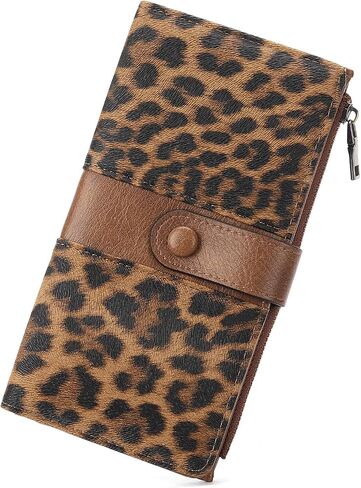 GOIACII Womens Wallet RFID Blocking Large Capacity Credit Card Holder Ladies Purses Wallets for Women Leopard Print in Saudi Arabia