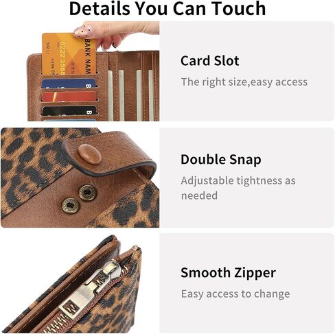 GOIACII Womens Wallet RFID Blocking Large Capacity Credit Card Holder Ladies Purses Wallets for Women Leopard Print in Saudi Arabia