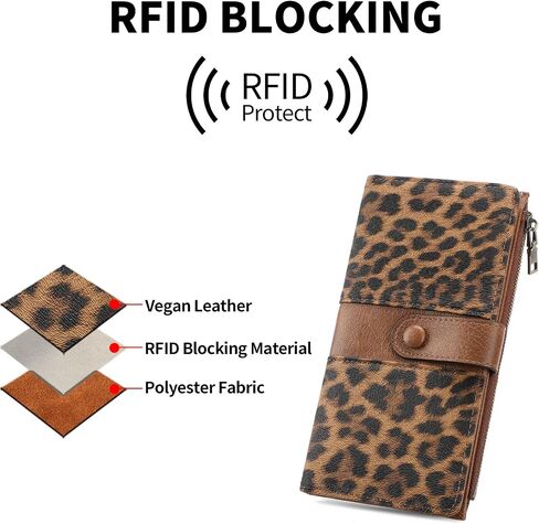 GOIACII Womens Wallet RFID Blocking Large Capacity Credit Card Holder Ladies Purses Wallets for Women Leopard Print in Saudi Arabia