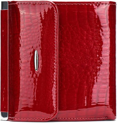 Women's Crocodile Small Print Wallet, Collapse Card Holder Small Bag Mini Coin Pocket Bag Simple, Fashionable With ID Window (Red) in Saudi Arabia