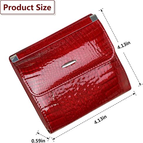 Women's Crocodile Small Print Wallet, Collapse Card Holder Small Bag Mini Coin Pocket Bag Simple, Fashionable With ID Window (Red) in Saudi Arabia