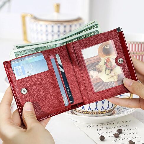 Women's Crocodile Small Print Wallet, Collapse Card Holder Small Bag Mini Coin Pocket Bag Simple, Fashionable With ID Window (Red) in Saudi Arabia