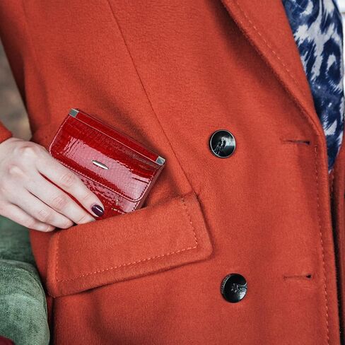 Women's Crocodile Small Print Wallet, Collapse Card Holder Small Bag Mini Coin Pocket Bag Simple, Fashionable With ID Window (Red) in Saudi Arabia