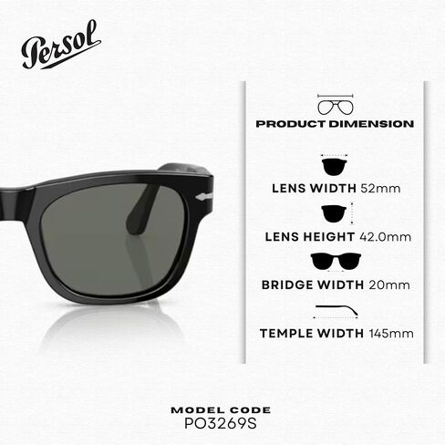 Persol PO3269S POLARIZED Rectangle Shape Sunglasses With Official Eyewear Kit in Kuwait