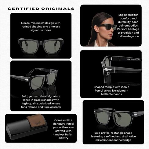 Persol PO3269S POLARIZED Rectangle Shape Sunglasses With Official Eyewear Kit in Kuwait