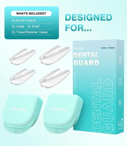 Anti Grinding Guard,Mouth Guards for Sleeping,Night Guards for Teeth Grinding for Adults,4 Pcs 2 Size Reusable Mouth Guard, Clear in Kuwait