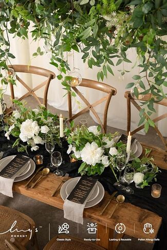 Ling's Moment Rosa Banksiae Artificial Vines, Pack of 7 Silk Greenery Garlands with Hanging Faux Laurel Leaves for Table Centerpieces, Wedding Arches & Floral Filler Arrangements in Kuwait