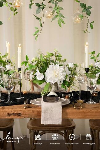 Ling's Moment Rosa Banksiae Artificial Vines, Pack of 7 Silk Greenery Garlands with Hanging Faux Laurel Leaves for Table Centerpieces, Wedding Arches & Floral Filler Arrangements in Kuwait