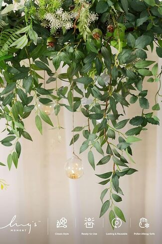 Ling's Moment Rosa Banksiae Artificial Vines, Pack of 7 Silk Greenery Garlands with Hanging Faux Laurel Leaves for Table Centerpieces, Wedding Arches & Floral Filler Arrangements in Kuwait