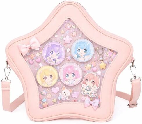 Star Ita Bag Clear Pin Display Handbag Anime Crossbody Purse with Window Insert for Badges Buttons Collectibles in Saudi Arabia