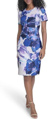 Calvin Klein Short Sleeve Floral Scuba Sheath in Kuwait