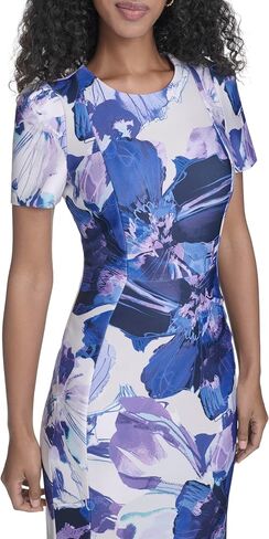 Calvin Klein Short Sleeve Floral Scuba Sheath in Kuwait