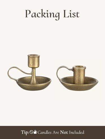 Vintage Brass Candlestick Holders: Cast Iron Gold Taper Candle Holders with Handle Decorative Antique Rustic Decor for Dinning Table Centerpieces Fall Mantel Set of 2 in Kuwait