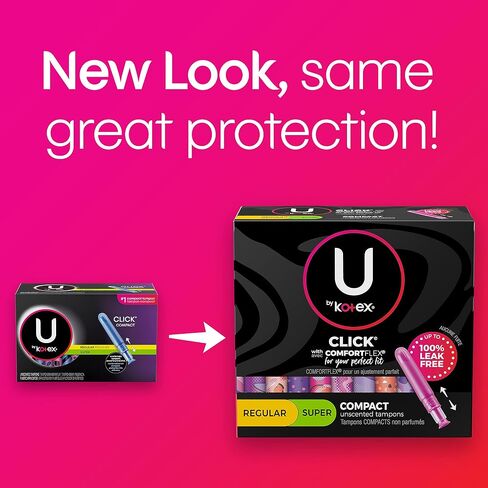 U By Kotex Click Compact Tampons, Multipack, Regular/Super Absorbency, Unscented, 30Count (Packaging May Vary), 0.380 Lb in Saudi Arabia