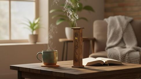 Wooden Incense Stick & Cone Burner Holder Eco Friendly Ash Catcher Tray Agarbatti Holder Rustic Style Hand Carved for Meditation Yoga Aromatherapy Home Fragrance Products Birthday Housewarming Gifts in Kuwait