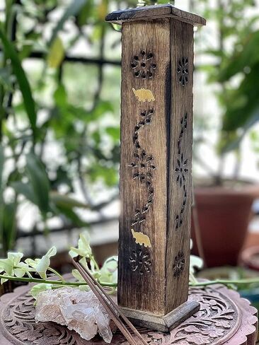Wooden Incense Stick & Cone Burner Holder Eco Friendly Ash Catcher Tray Agarbatti Holder Rustic Style Hand Carved for Meditation Yoga Aromatherapy Home Fragrance Products Birthday Housewarming Gifts in Kuwait