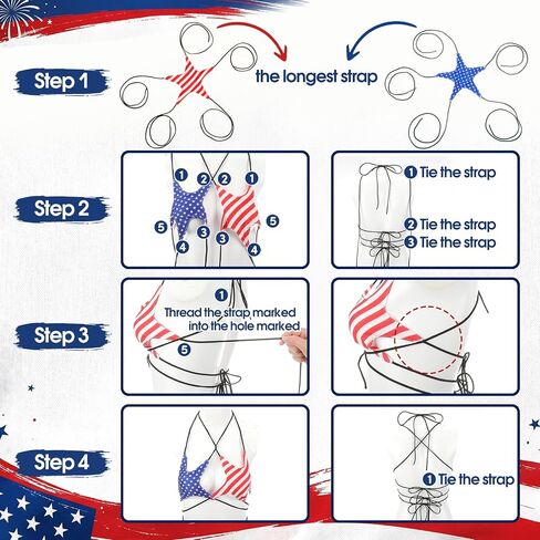 Hercicy Patriotic Bikini Top 4th of July Sexy Outfits Women Red White Blue American Flag Halter Top for Beach Concert Party in Kuwait