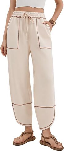 Womens Baggy Wide Leg Pants Lounge Drawsting Barrel Harem Sweatpants with Pockets in Saudi Arabia