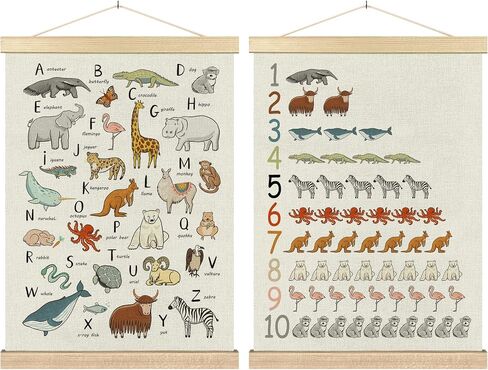 BCUANGD Positive Affirmations Wall Decor - Inspirational Woodland Animals Wall Art Poster Hanger with Wood Frames, Neutral Mental Health Wall Hanging Canvas Decor for Home Kids Room, 12x16 Inches in Saudi Arabia
