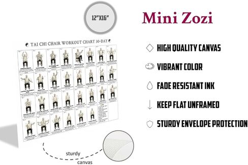 MINI ZOZI Tai Chi Chair Workout Exercise Chart Poster For Seniors Men Women Printing 12x16 Canvas Senior Exercise Walking Work Outs For Beginners Home Gym Yoga Wall Decor in Saudi Arabia