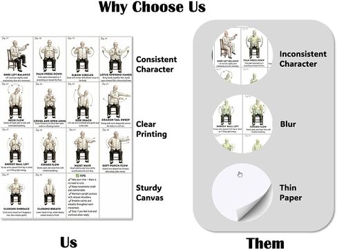 MINI ZOZI Tai Chi Chair Workout Exercise Chart Poster For Seniors Men Women Printing 12x16 Canvas Senior Exercise Walking Work Outs For Beginners Home Gym Yoga Wall Decor in Saudi Arabia