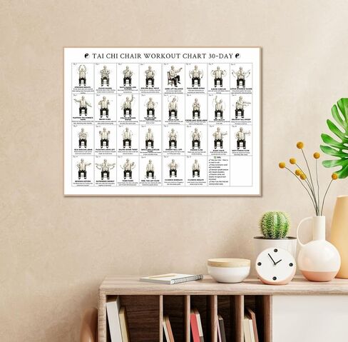 MINI ZOZI Tai Chi Chair Workout Exercise Chart Poster For Seniors Men Women Printing 12x16 Canvas Senior Exercise Walking Work Outs For Beginners Home Gym Yoga Wall Decor in Saudi Arabia