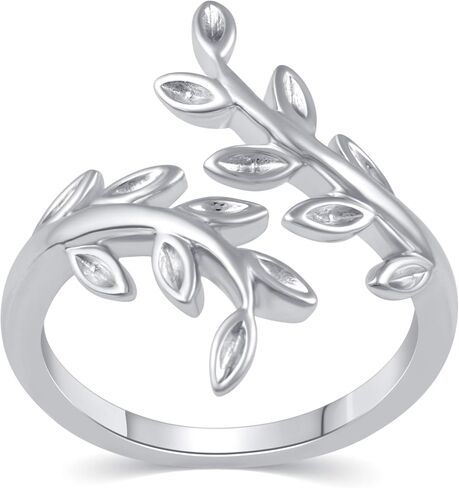 Olive Branch Leaf Wrap Ring in 925 Sterling Silver in Saudi Arabia