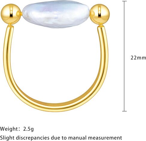 Baroque Pearl Ring Rotatable Gold Plated Elegant Statement Jewelry for Women Size 7 in Saudi Arabia
