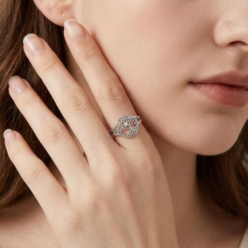 Pentagram Ring 18K White Gold Plated Tree of Life Ring Jewelry Gifts Birthdays Christmas for Women in Saudi Arabia