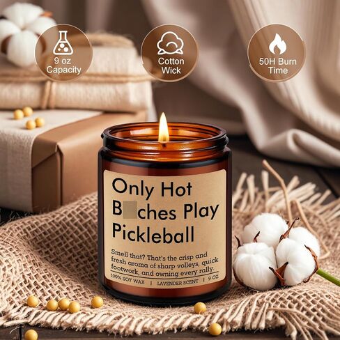 LEADO Candle - Gifts for Pickleball Lovers, Players, Pickleball Gifts for Men, Women - Cool Fathers Day, Birthday Present for Pickle Ball Dad, Mom, Friend, Husband, Wife - Pickle Ball Accessories in Kuwait