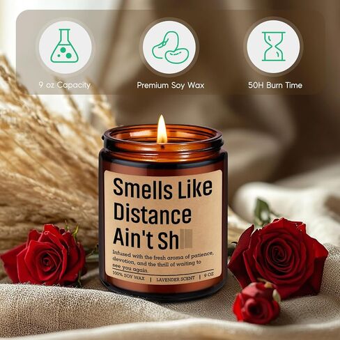 GSPY Scented Candle, Long Distance Relationship Gifts for Him, Her - Gifts for Long Distance Boyfriend, Girlfriend, Couple - Funny Fathers Day, Birthday, Deployment Ideas for BF, GF, Best Friend in Kuwait