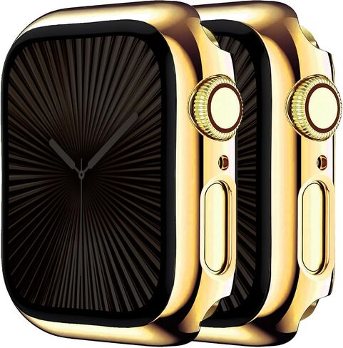 2 Pack Plated Hard Case for Apple Watch Series 6 5 4 SE 3 44mm, Gold in Kuwait